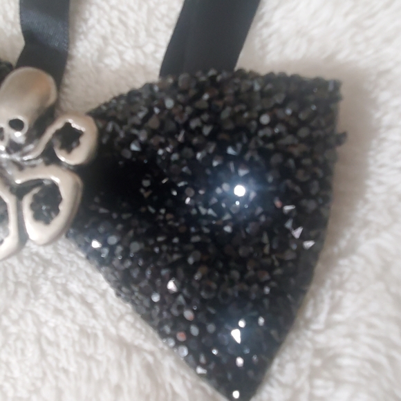 Steampunk octopus mens rhinestones bowtie wedding Halloween black bling groom - Picture 12 of 16